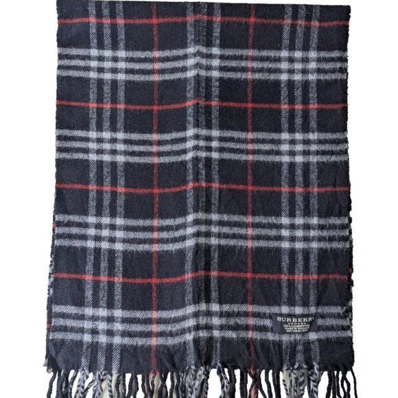BURBERRY London Classic Nova Check Knit 100% Lambs Wool Fringe Black SCARF - Picture 3 of 6